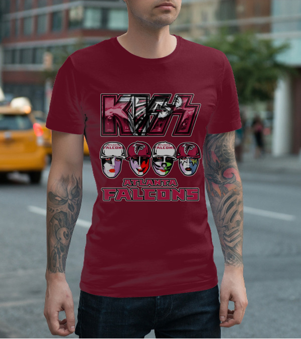 Kiss Atlanta Falcons Faces Logo NFL Band Crossover T-Shirt