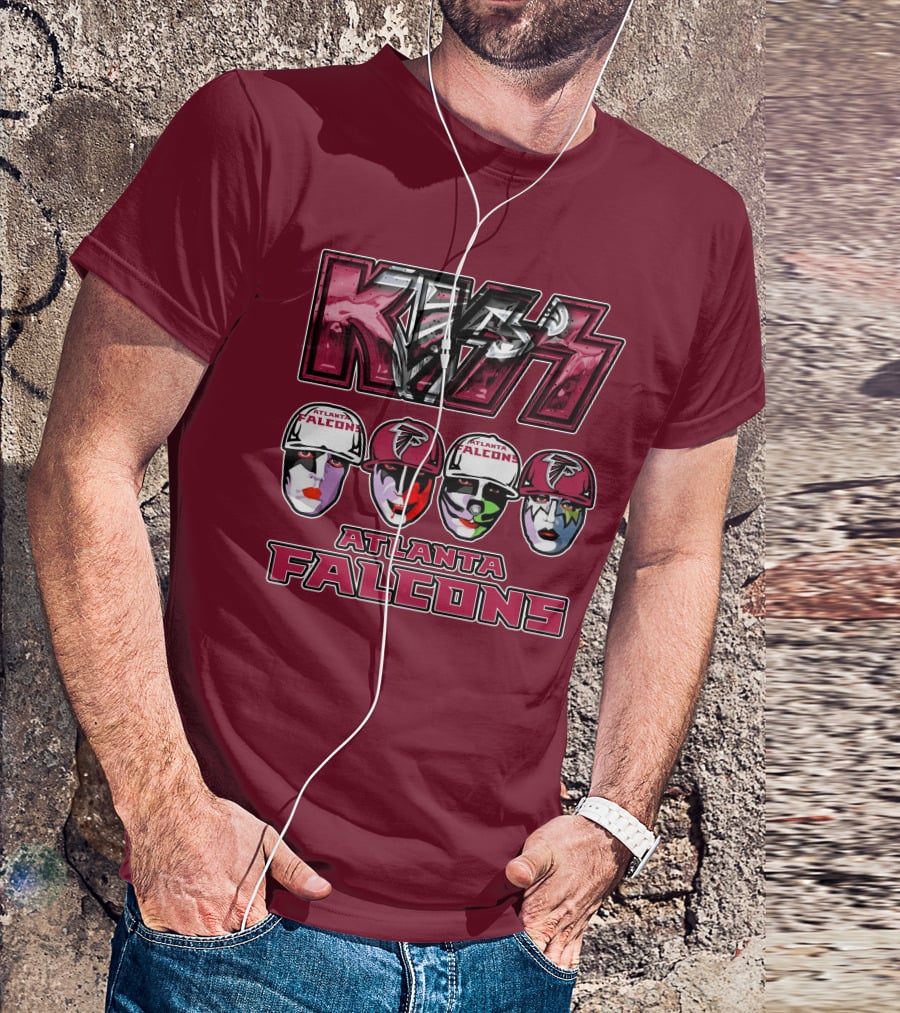 Kiss Atlanta Falcons Faces Logo NFL Band Crossover T-Shirt