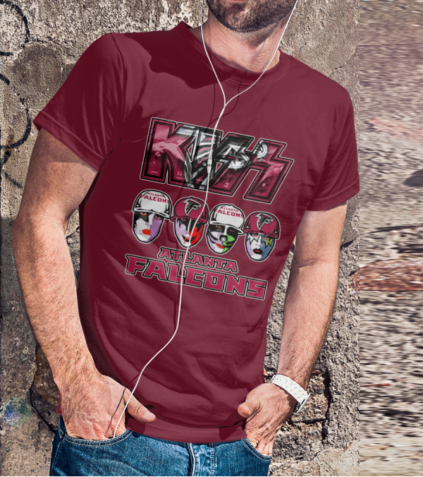 Kiss Atlanta Falcons Faces Logo NFL Band Crossover T-Shirt