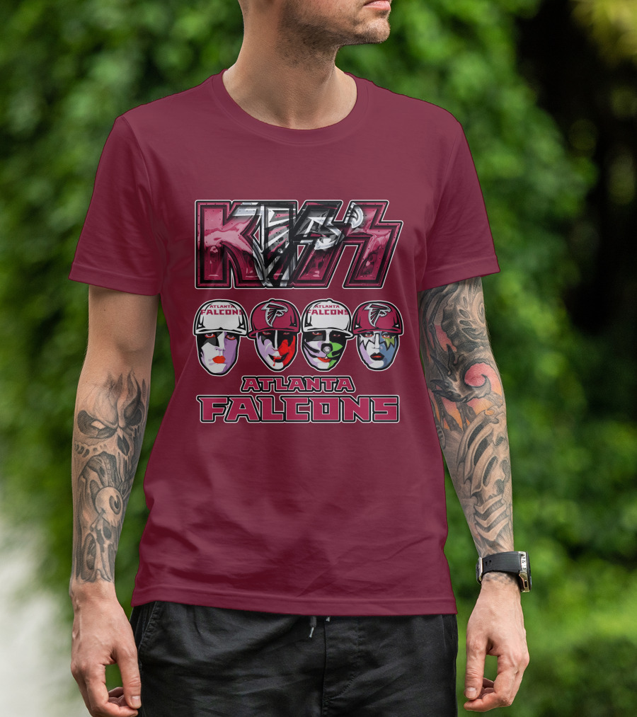 Kiss Atlanta Falcons Faces Logo NFL Band Crossover T-Shirt