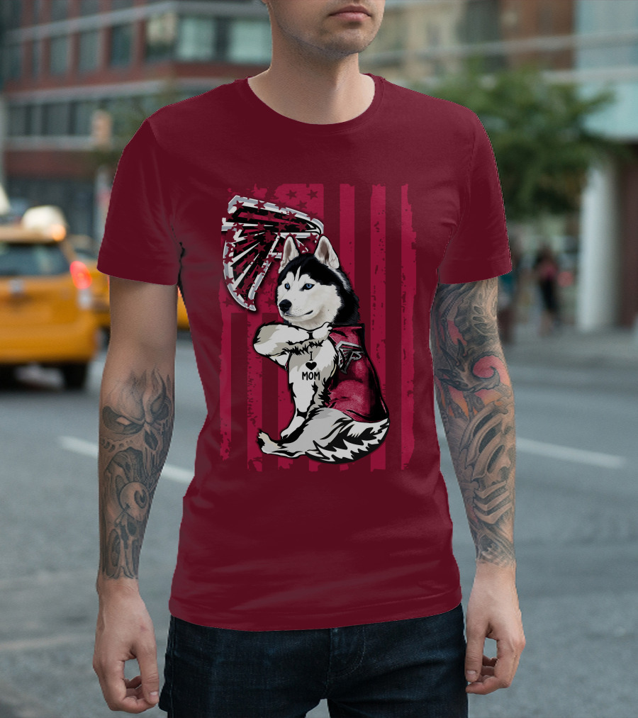 Siberian Husky I Love Mom Atlanta Falcons T-Shirt