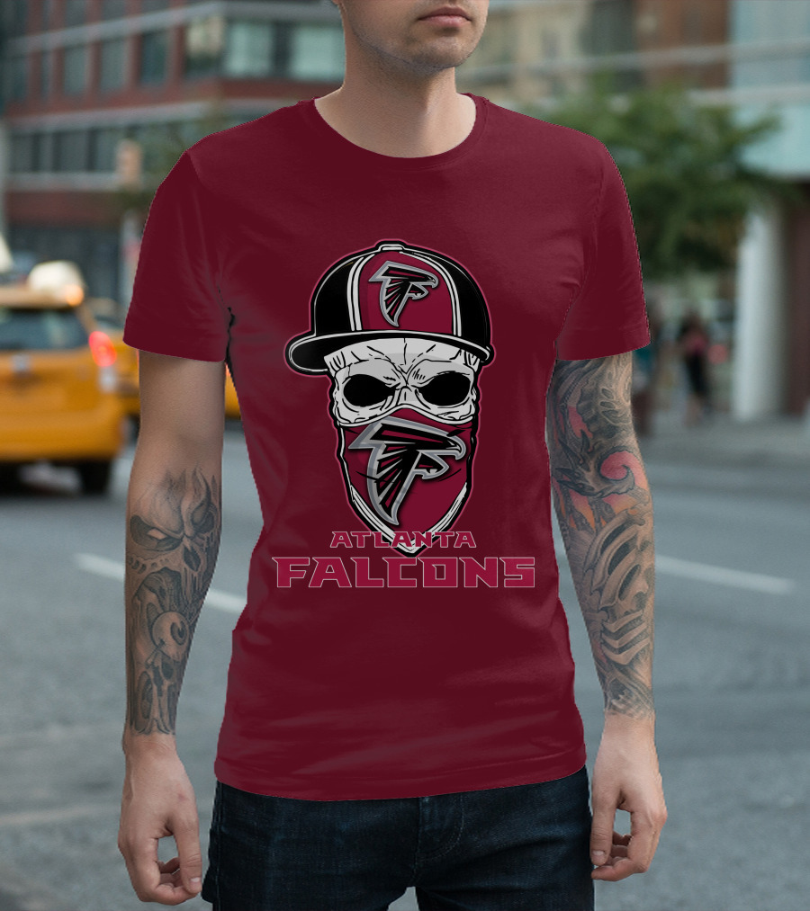 Atlanta Falcons Skull Hat Mask T-Shirt