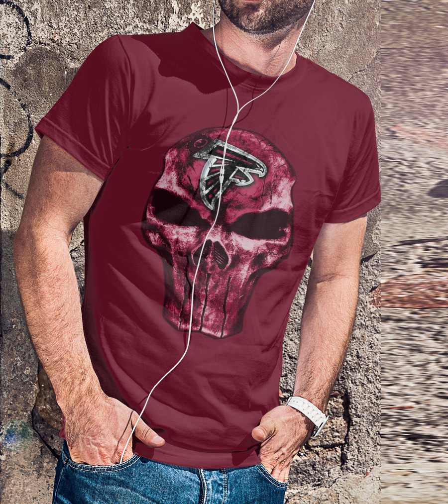 Skull Atlanta Falcons Logo Emblem T-Shirt