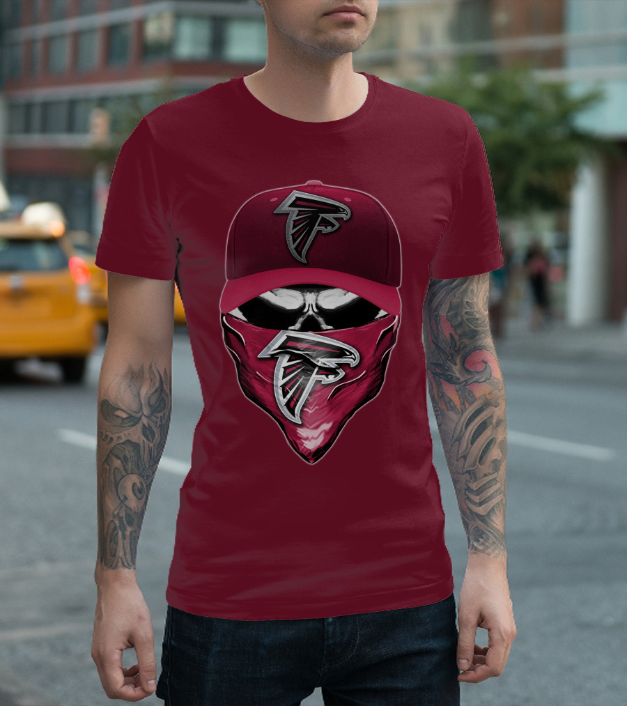 Atlanta Falcons Skull Bandana Hat T-Shirt