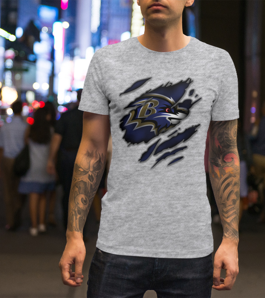 Baltimore Ravens Fierce Logo Claw Marks T-Shirt