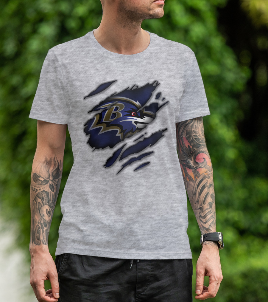 Baltimore Ravens Fierce Logo Claw Marks T-Shirt