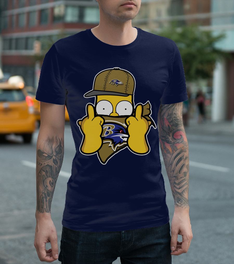 Baltimore Ravens Homer Simpson Parody Nfl Logo T-Shirt