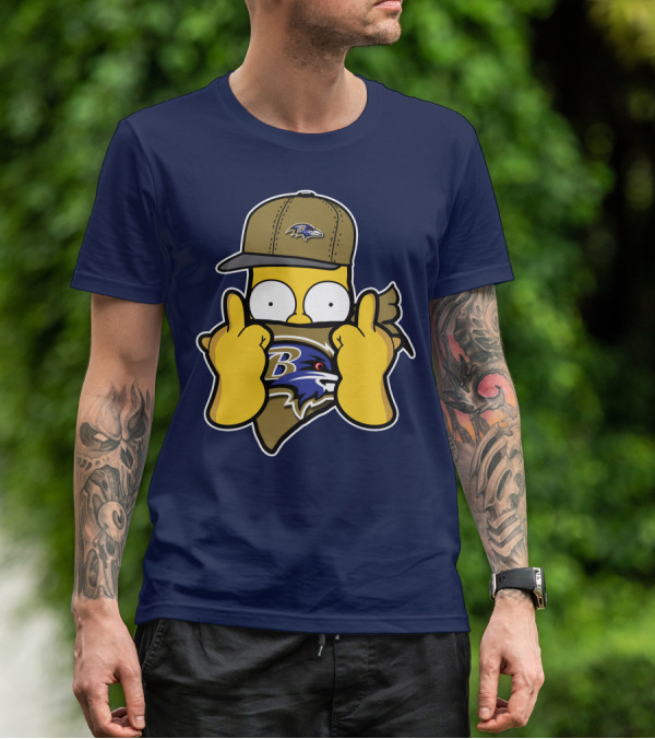 Baltimore Ravens Homer Simpson Parody Nfl Logo T-Shirt