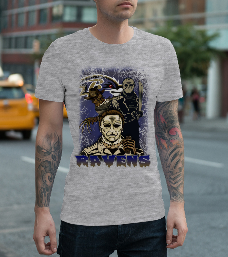 Baltimore Ravens Horror Movie Crossover 35 T-Shirt