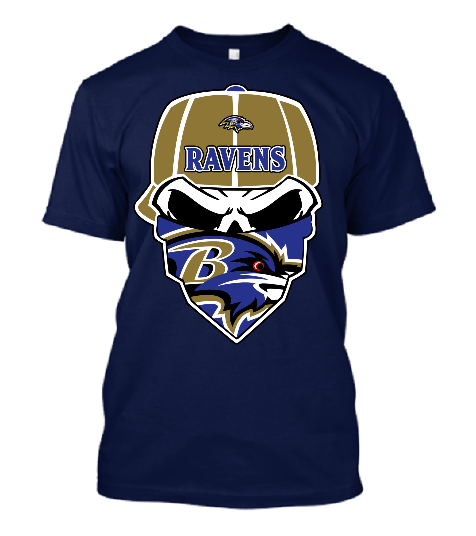 Baltimore Ravens Skull Bandana Cap T-Shirt