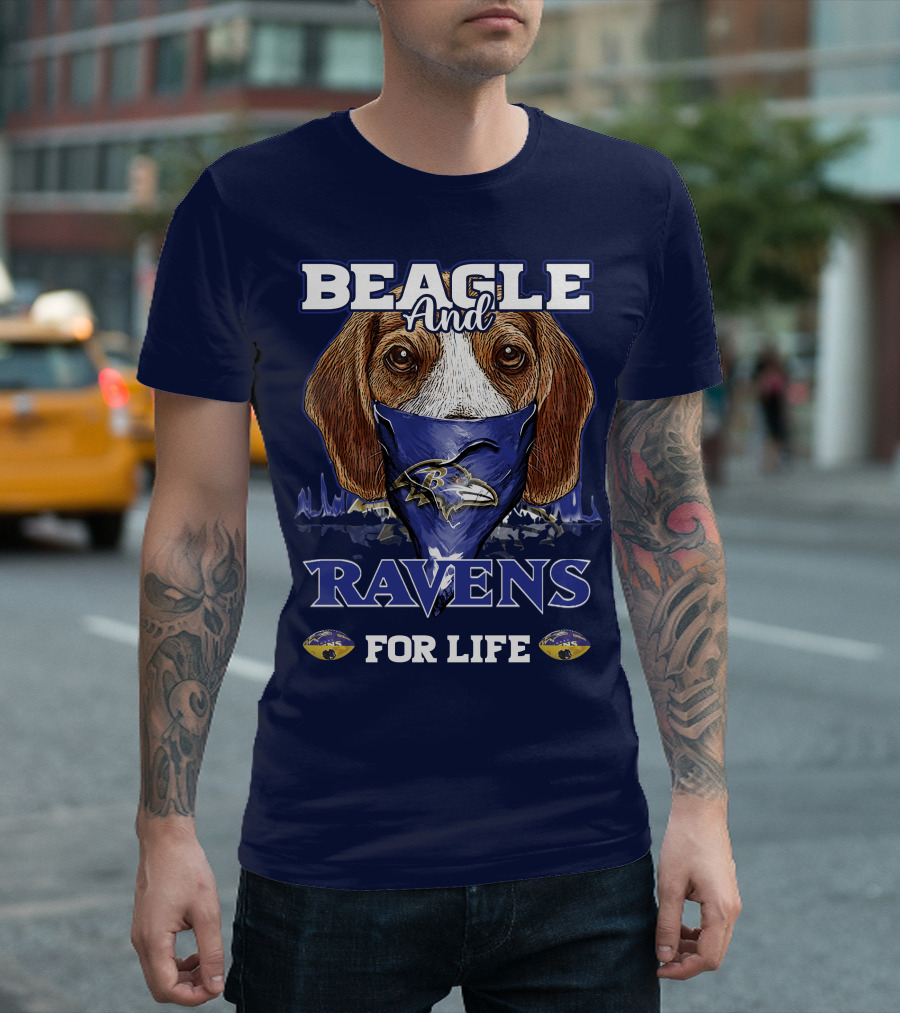 Beagle And Ravens For Life Baltimore Ravens T-Shirt
