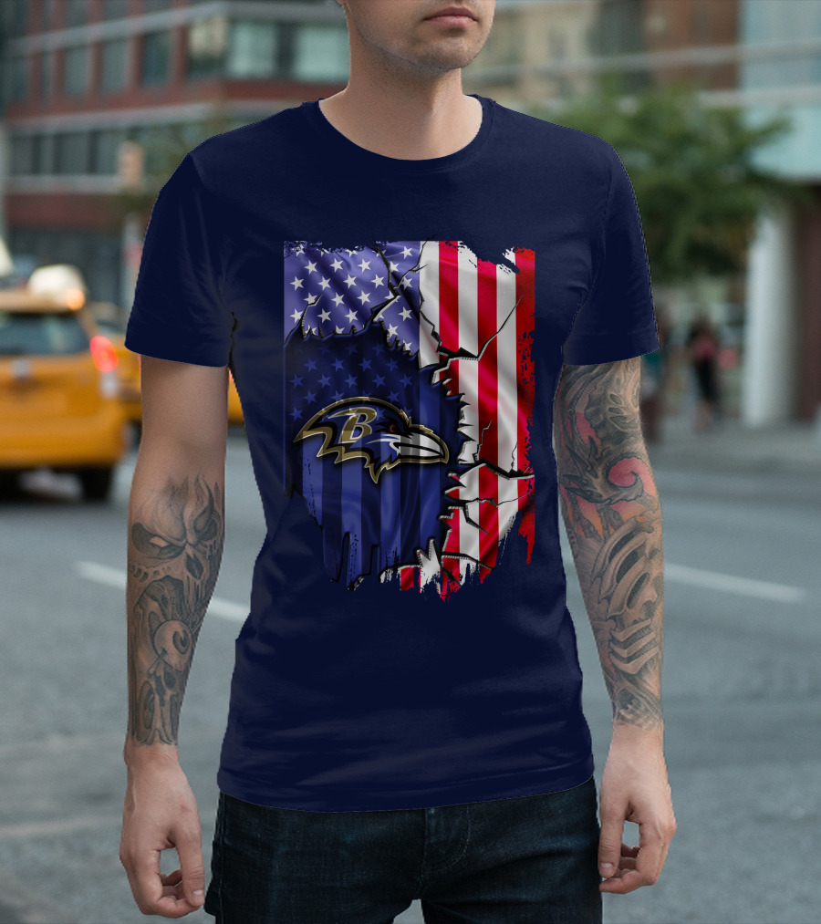 Baltimore Ravens American Flag T-Shirt