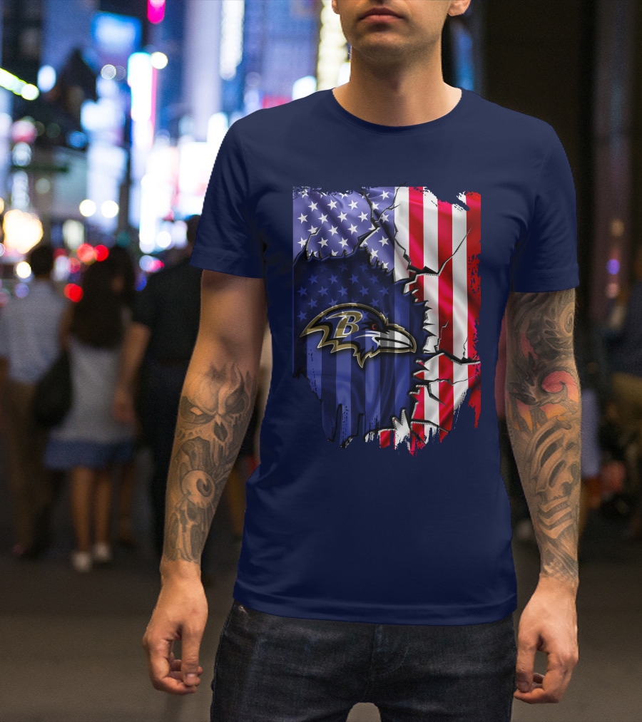 Baltimore Ravens American Flag T-Shirt