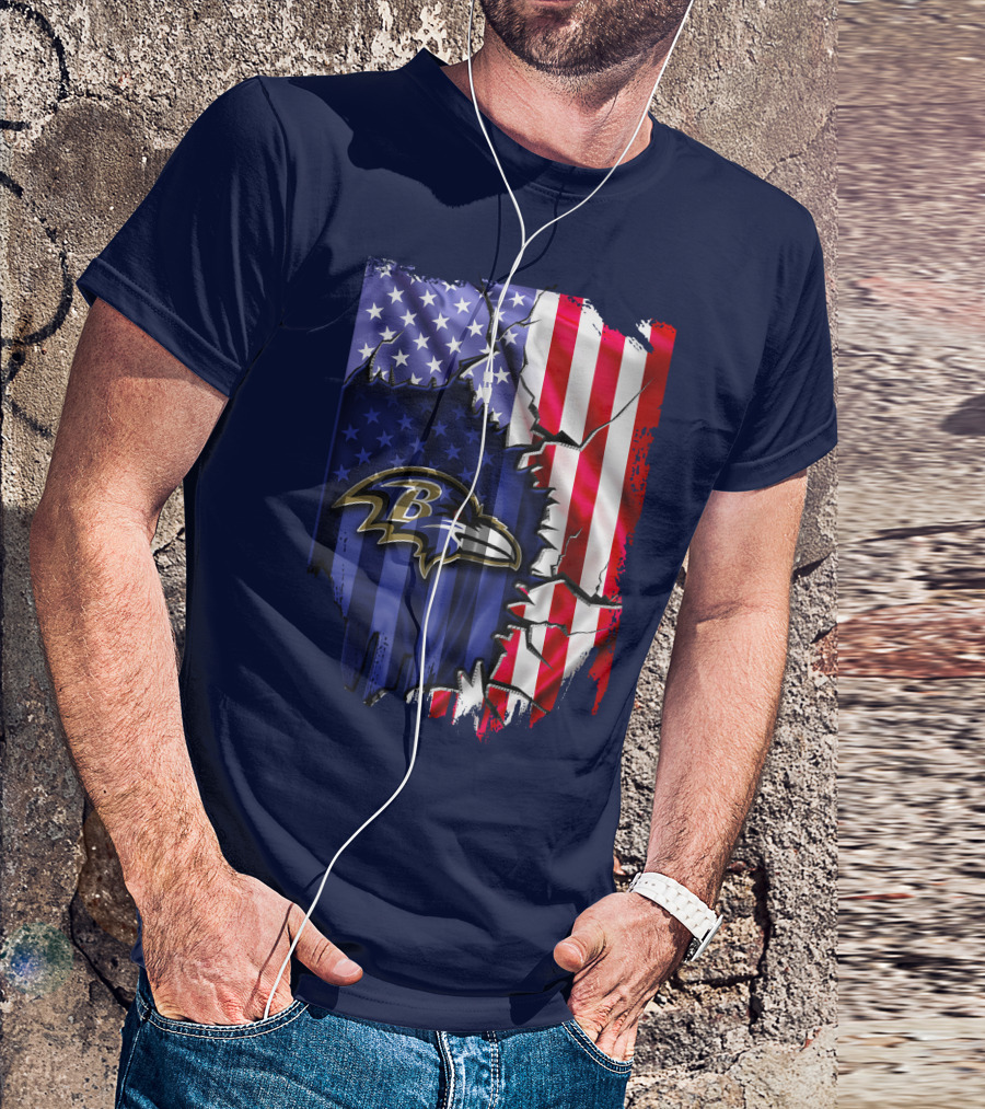 Baltimore Ravens American Flag T-Shirt