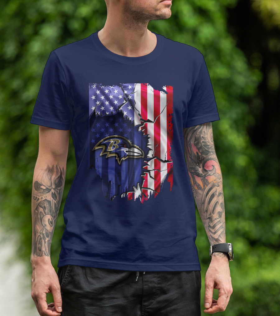 Baltimore Ravens American Flag T-Shirt