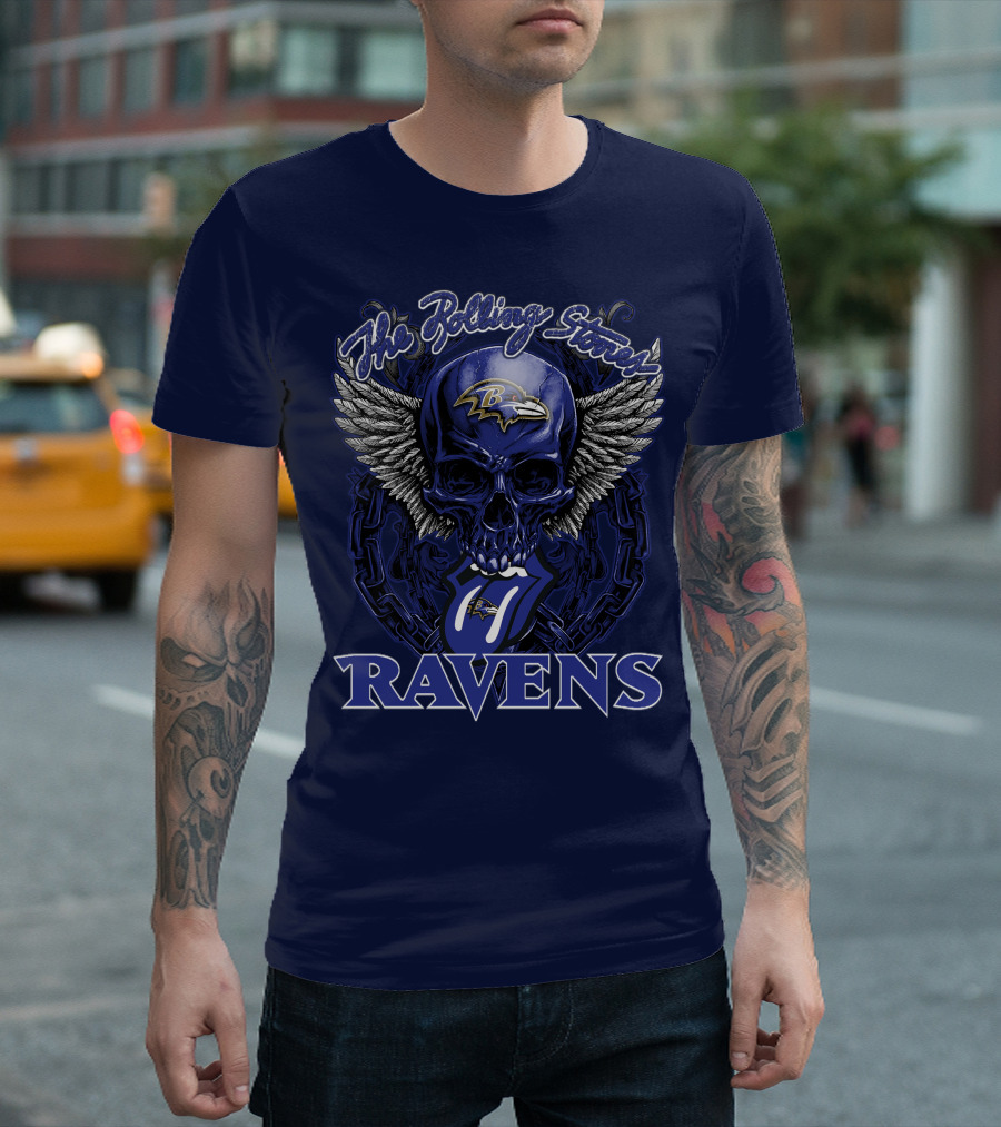 The Rolling Stones Ravens Baltimore Skull Wings T-Shirt