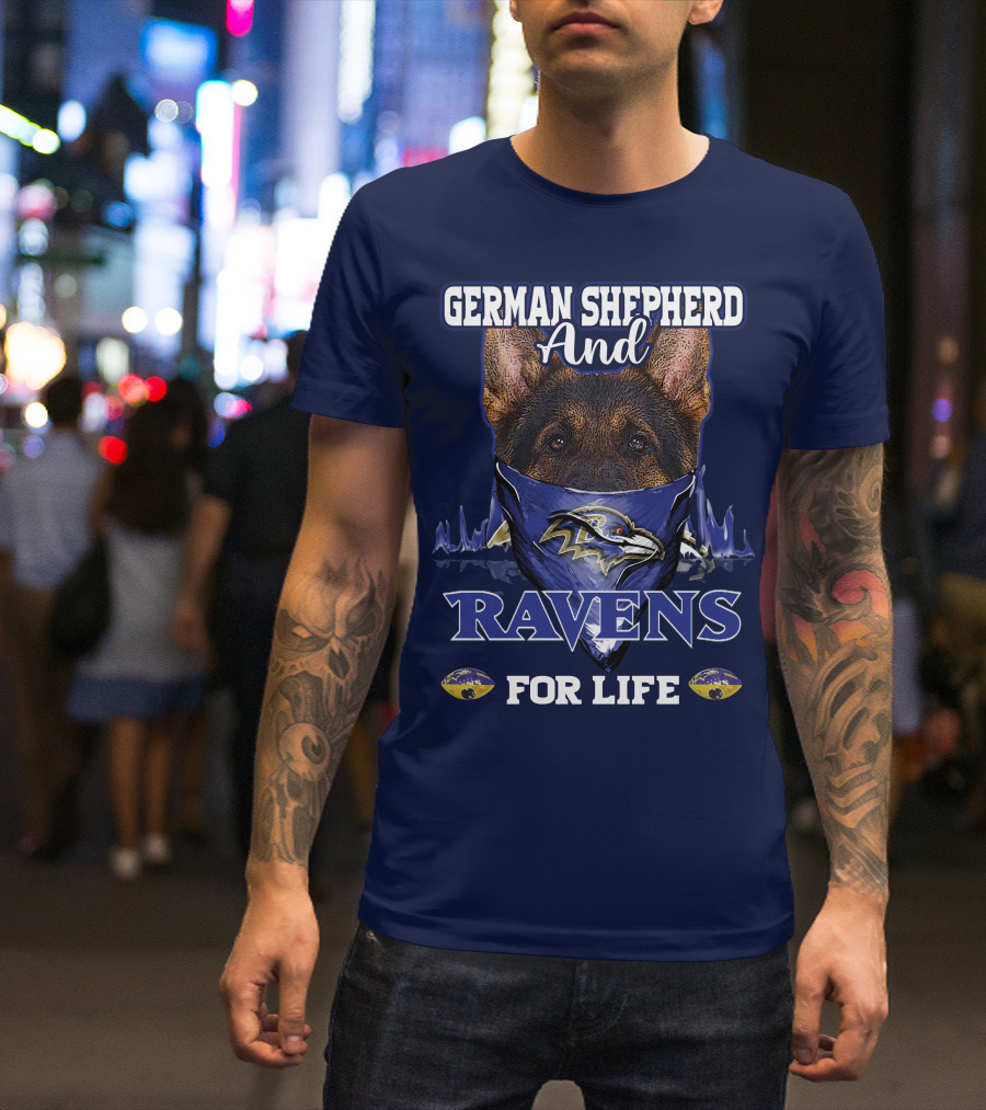 German Shepherd And Ravens For Life Baltimore Ravens T-Shirt