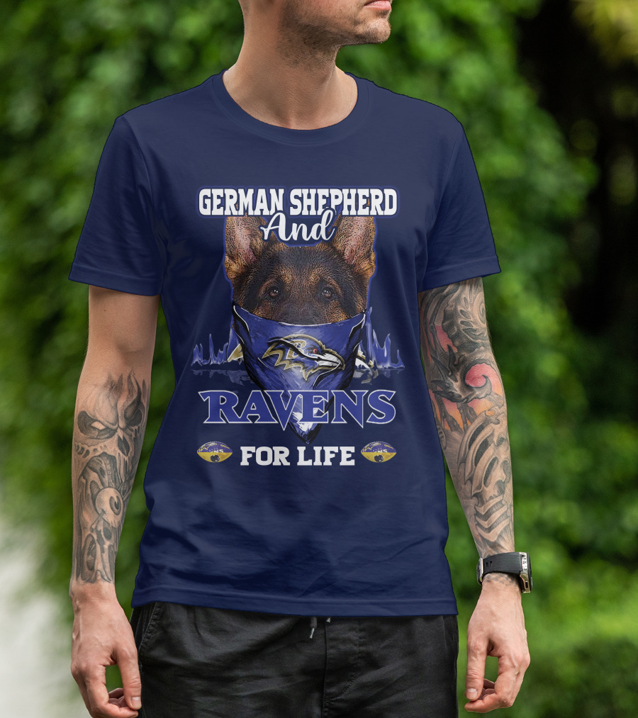 German Shepherd And Ravens For Life Baltimore Ravens T-Shirt