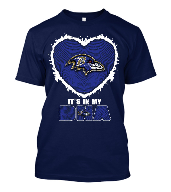 It's In My Dna Baltimore Ravens Heart Fingerprint T-Shirt
