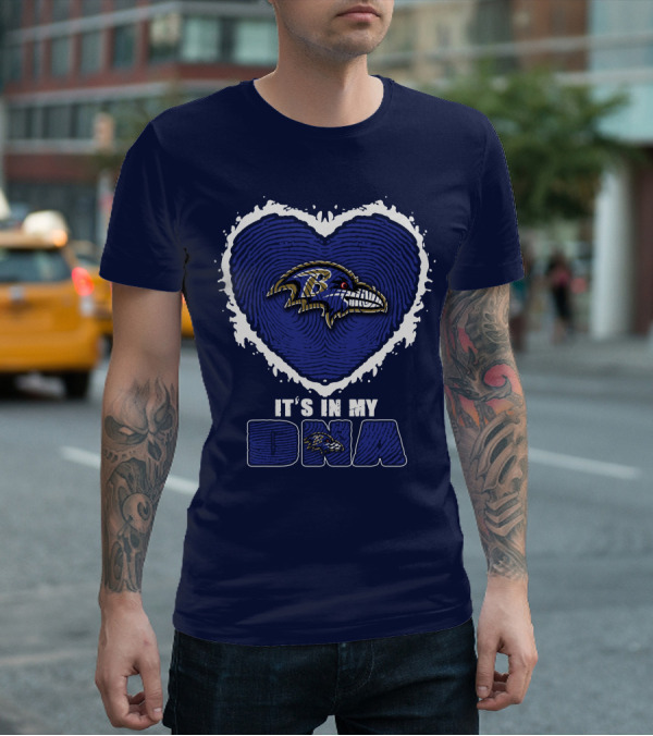 It's In My Dna Baltimore Ravens Heart Fingerprint T-Shirt