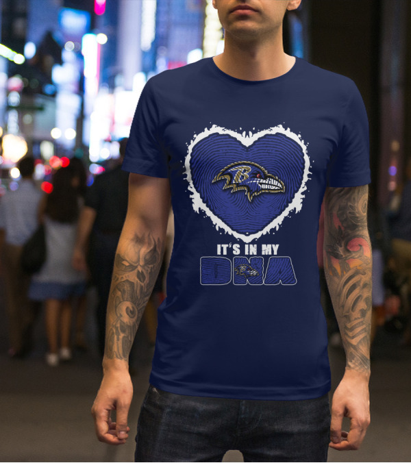It's In My Dna Baltimore Ravens Heart Fingerprint T-Shirt