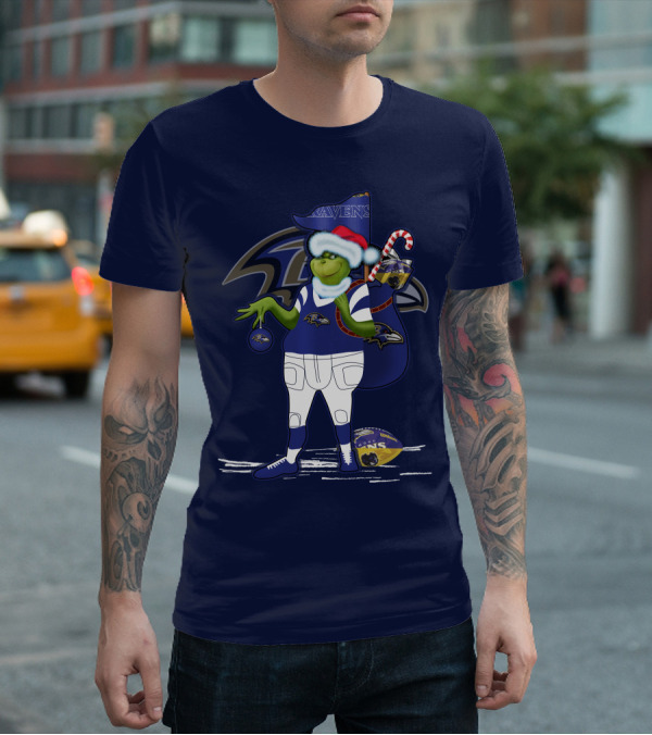 Grinchxmas V1 Baltimore Ravens Dr. Seuss Christmas Football T-Shirt