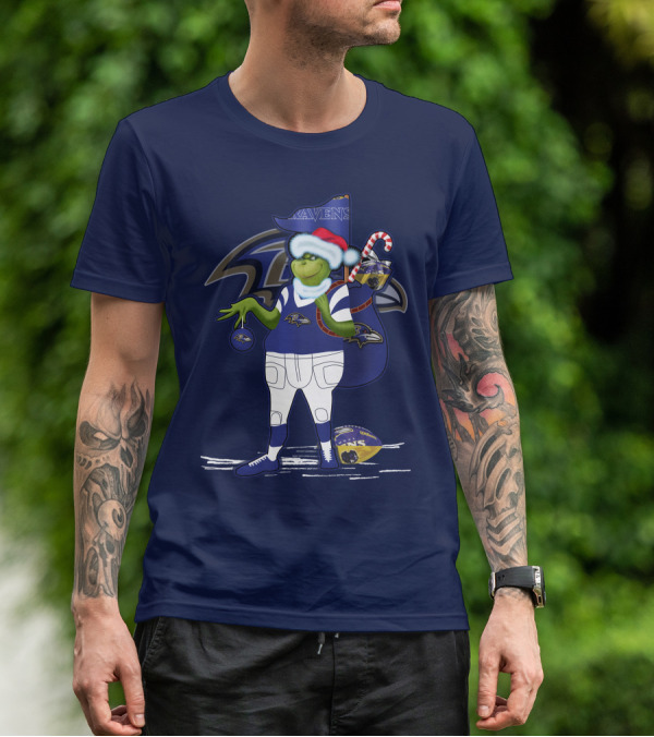 Grinchxmas V1 Baltimore Ravens Dr. Seuss Christmas Football T-Shirt