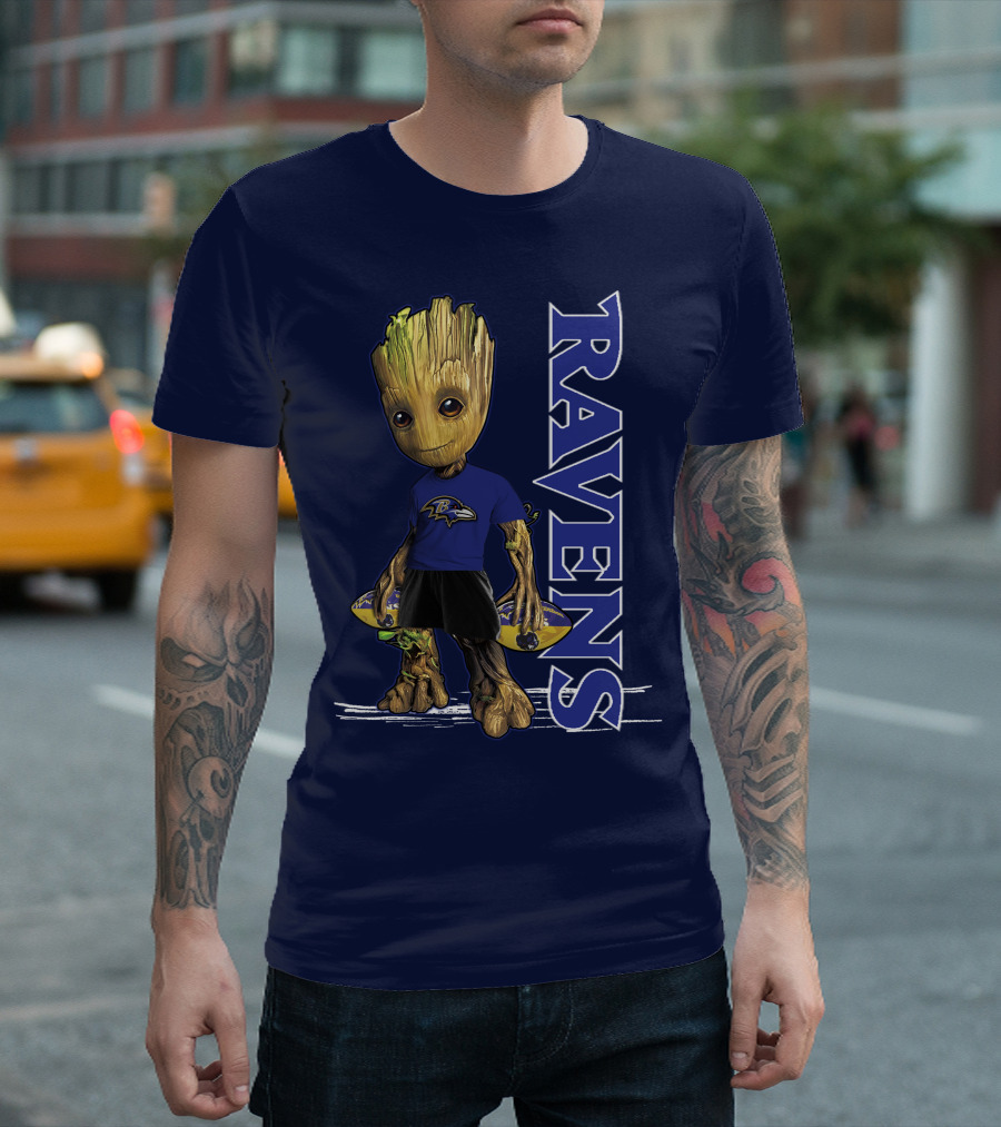 Groot V1 Ravens Nfl Baltimore Team T-Shirt