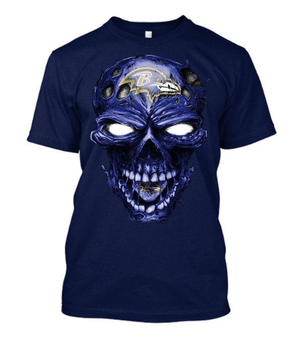 Skull V2 Baltimore Ravens Logo Horror Style T-Shirt