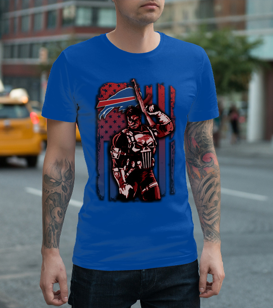 Buffalo Bills Punisher Armed Flag T-Shirt
