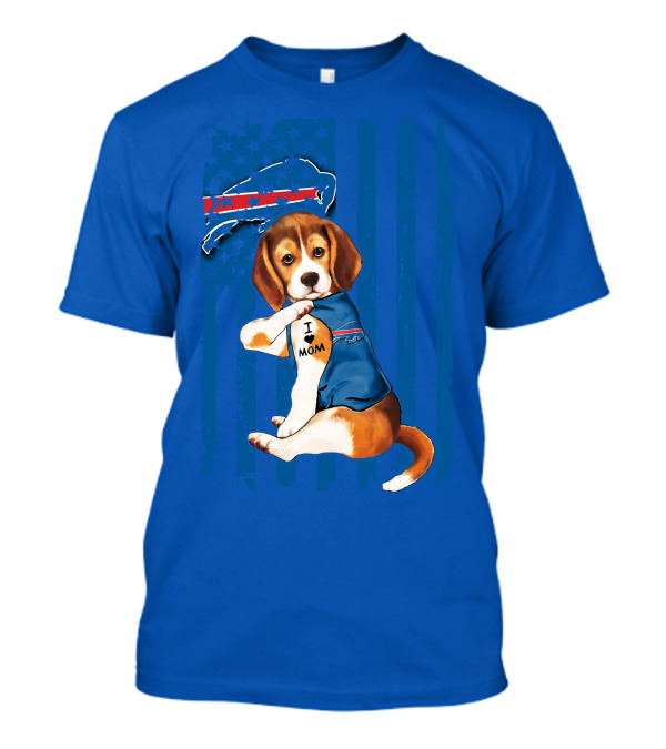 Beagle I Love Mom Buffalo Bills Fan T-Shirt