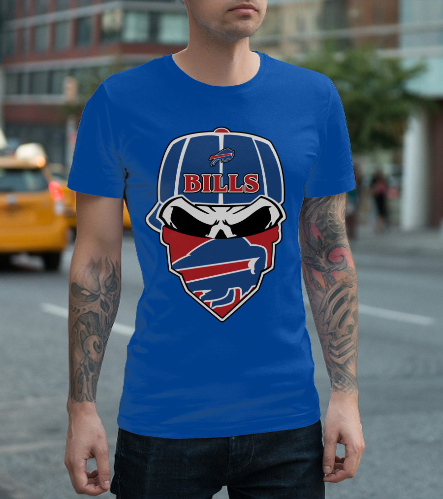 Buffalo Bills Skull Cap And Bandana T-Shirt