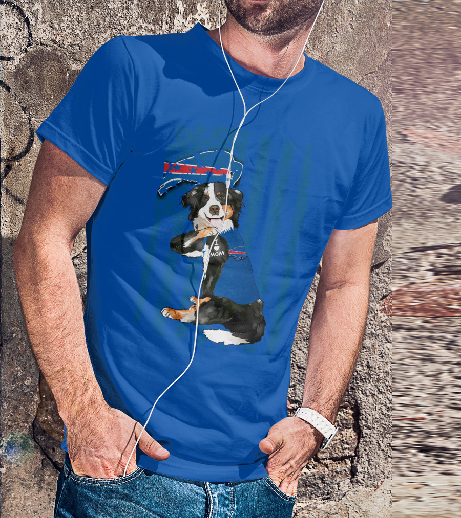 Border Collie I Love Mom Buffalo Bills Fan T-Shirt