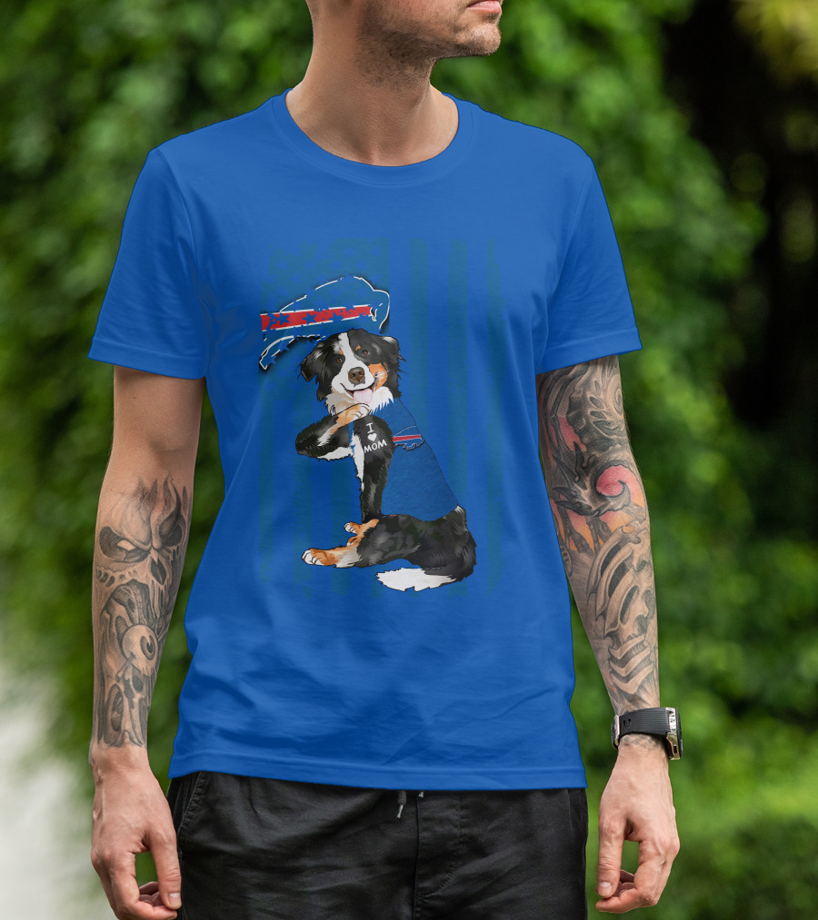 Border Collie I Love Mom Buffalo Bills Fan T-Shirt