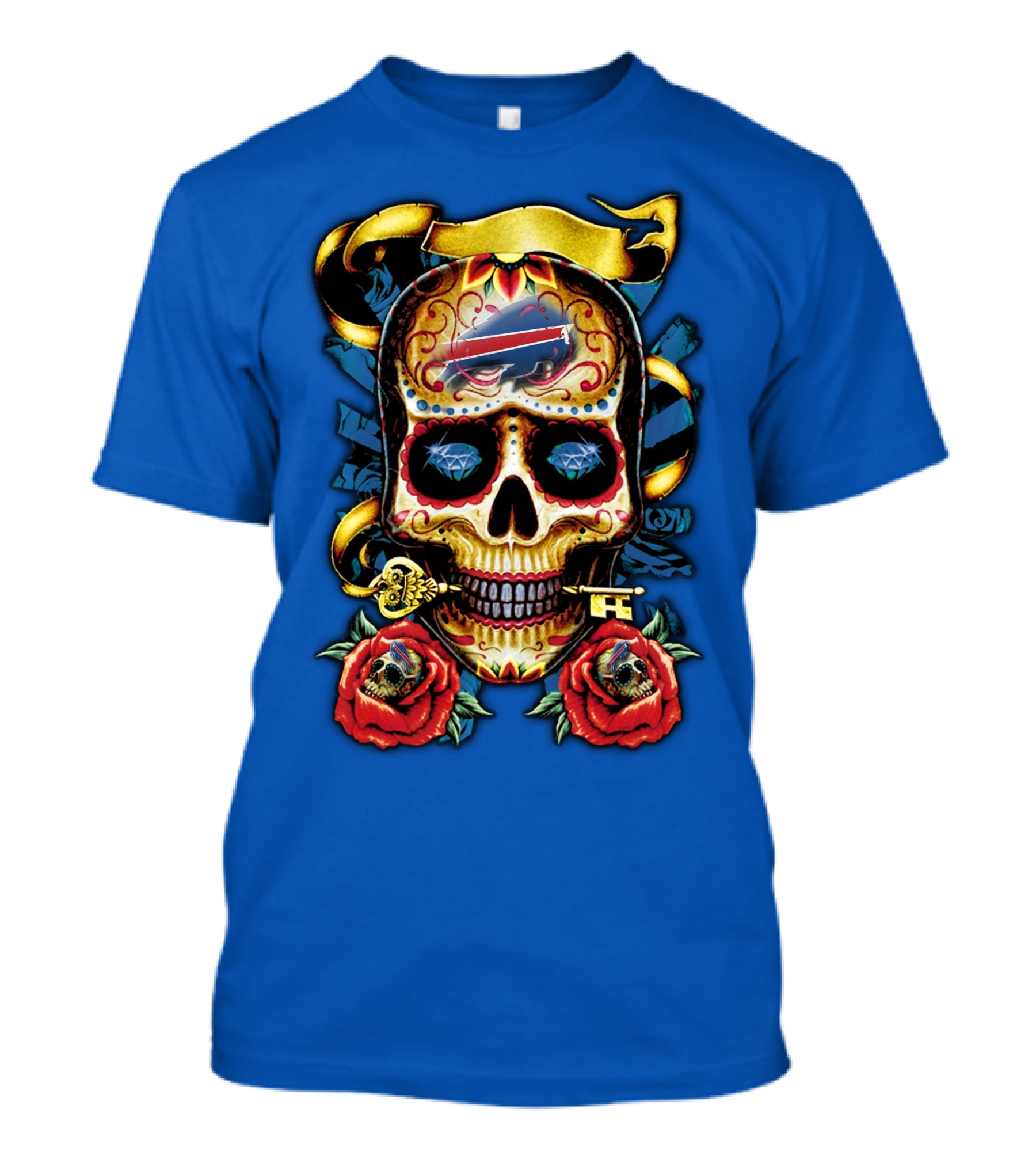 Buffalo Bills Sugar Skull Roses And Keys T-Shirt