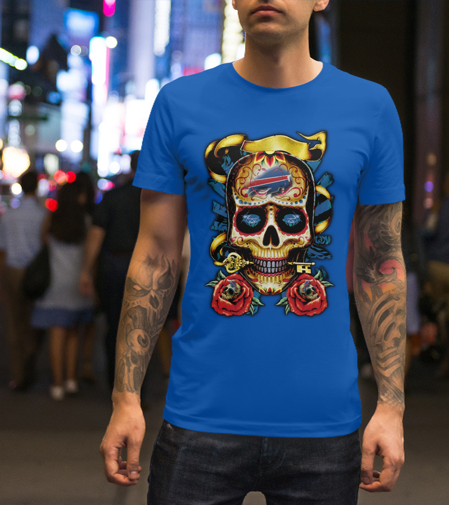 Buffalo Bills Sugar Skull Roses And Keys T-Shirt