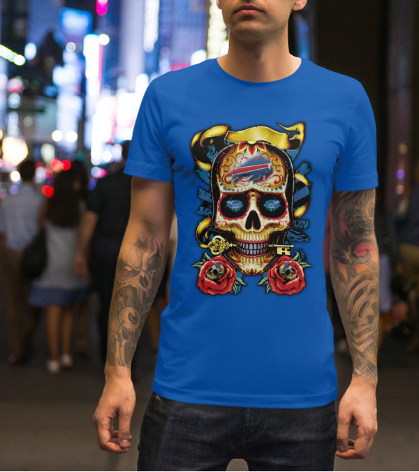 Buffalo Bills Sugar Skull Roses And Keys T-Shirt