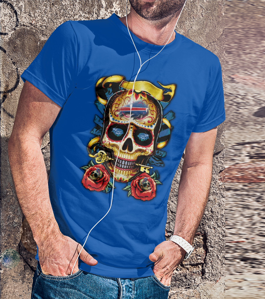 Buffalo Bills Sugar Skull Roses And Keys T-Shirt