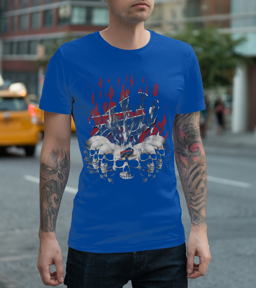 Buffalo Bills Flaming Skulls T-Shirt