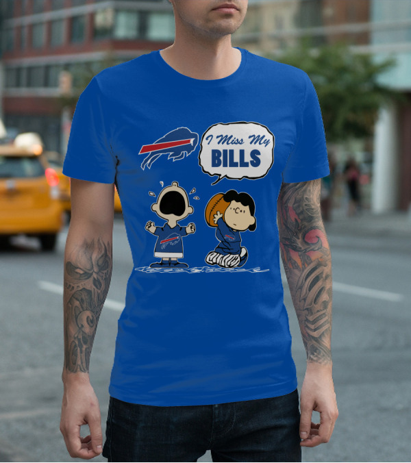 Buffalo Bills I Miss My Bills Football Charlie Lucy Cartoon T-Shirt