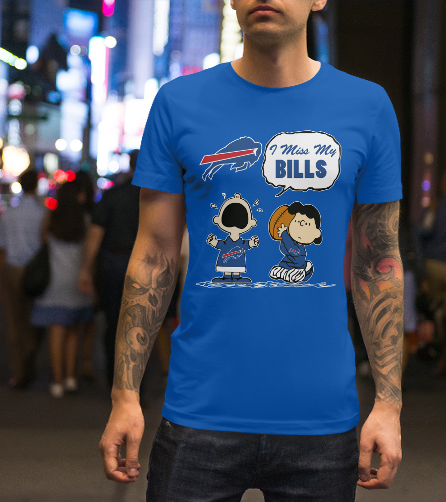 Buffalo Bills I Miss My Bills Football Charlie Lucy Cartoon T-Shirt