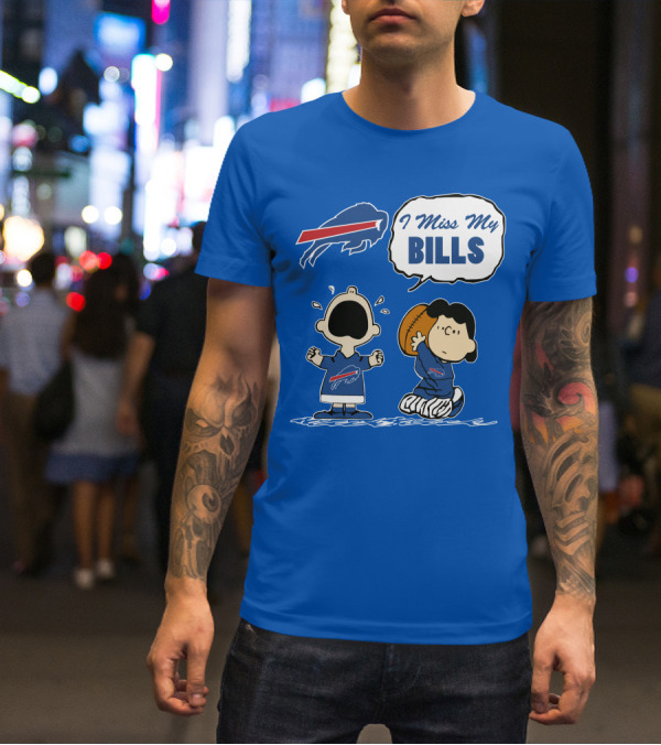 Buffalo Bills I Miss My Bills Football Charlie Lucy Cartoon T-Shirt