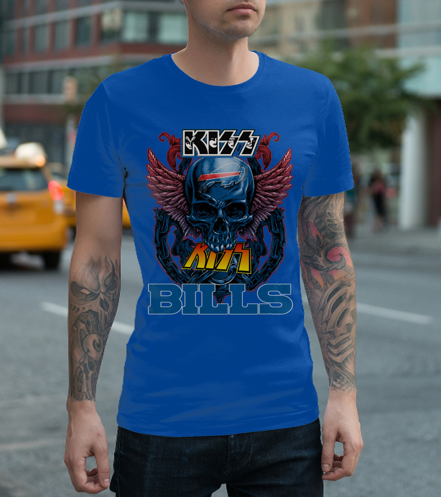 Kiss Bills Buffalo Bills Skull Winged T-Shirt