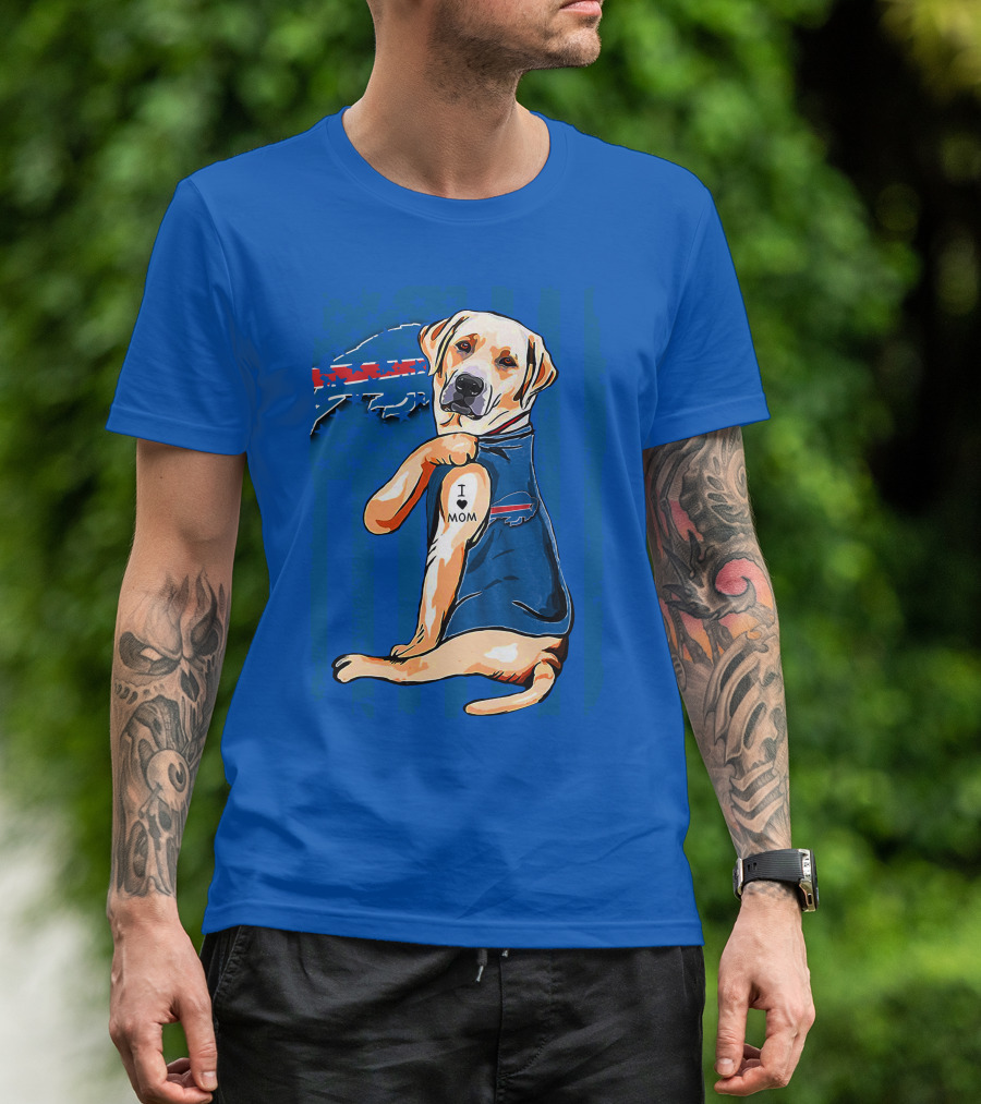 Labrador Retriever I Love Mom Buffalo Bills T-Shirt