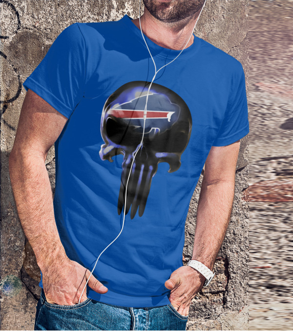 Buffalo Bills Nfl Skull Logo 49 Blue T-Shirt