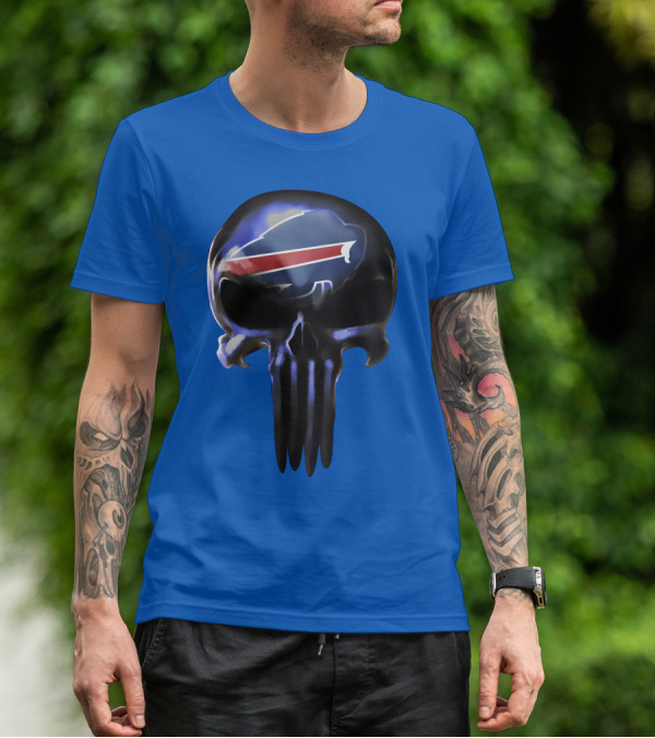 Buffalo Bills Nfl Skull Logo 49 Blue T-Shirt