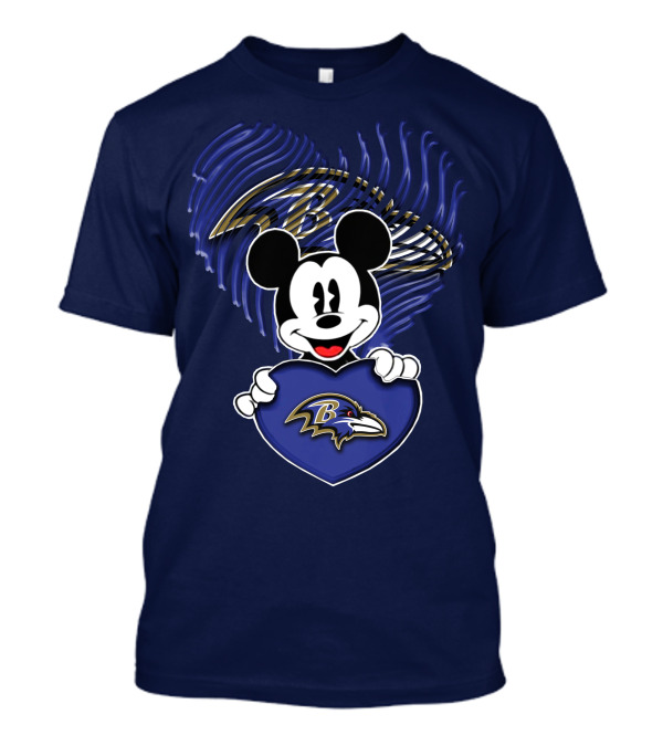 Mickey Mouse Baltimore Ravens Heart T-Shirt