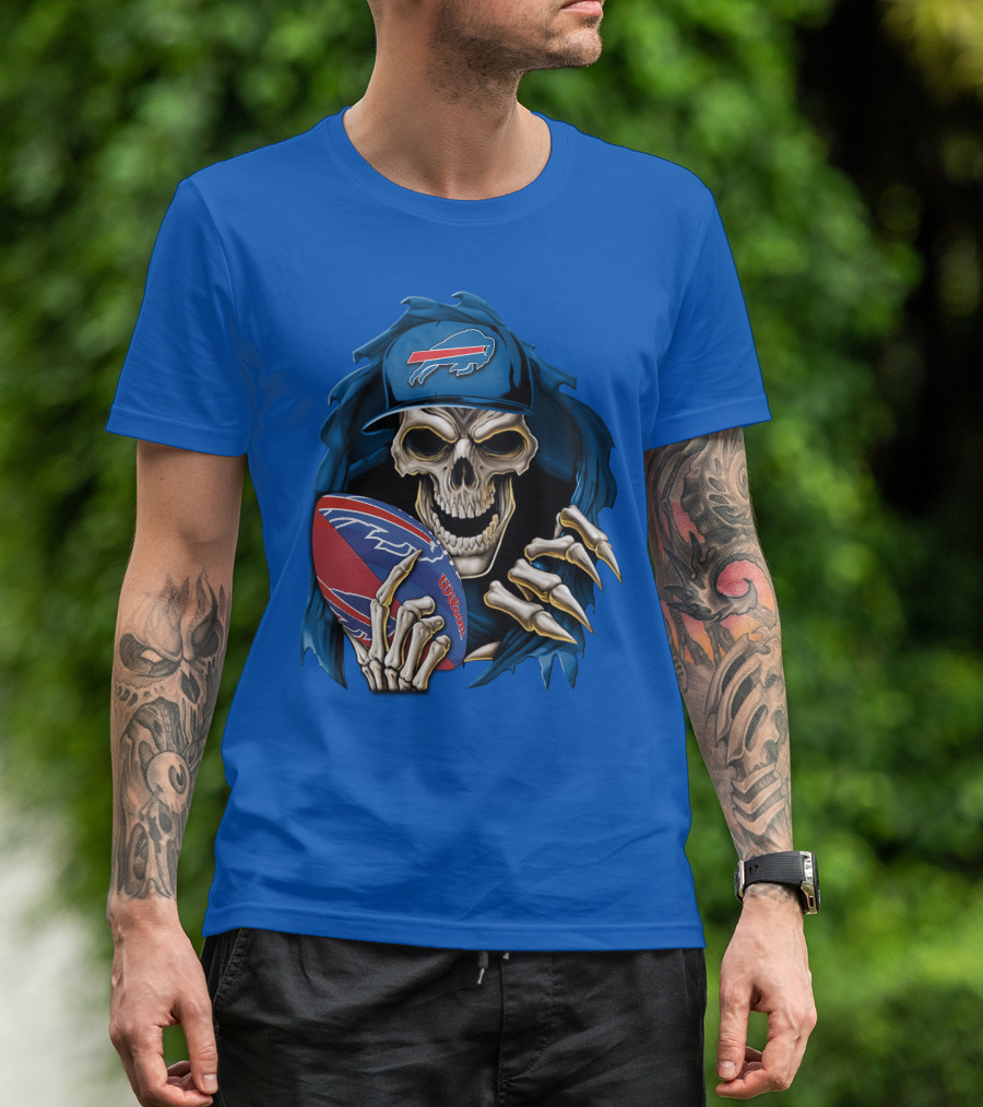 Buffalo Bills Skullbong Skeleton Football T-Shirt