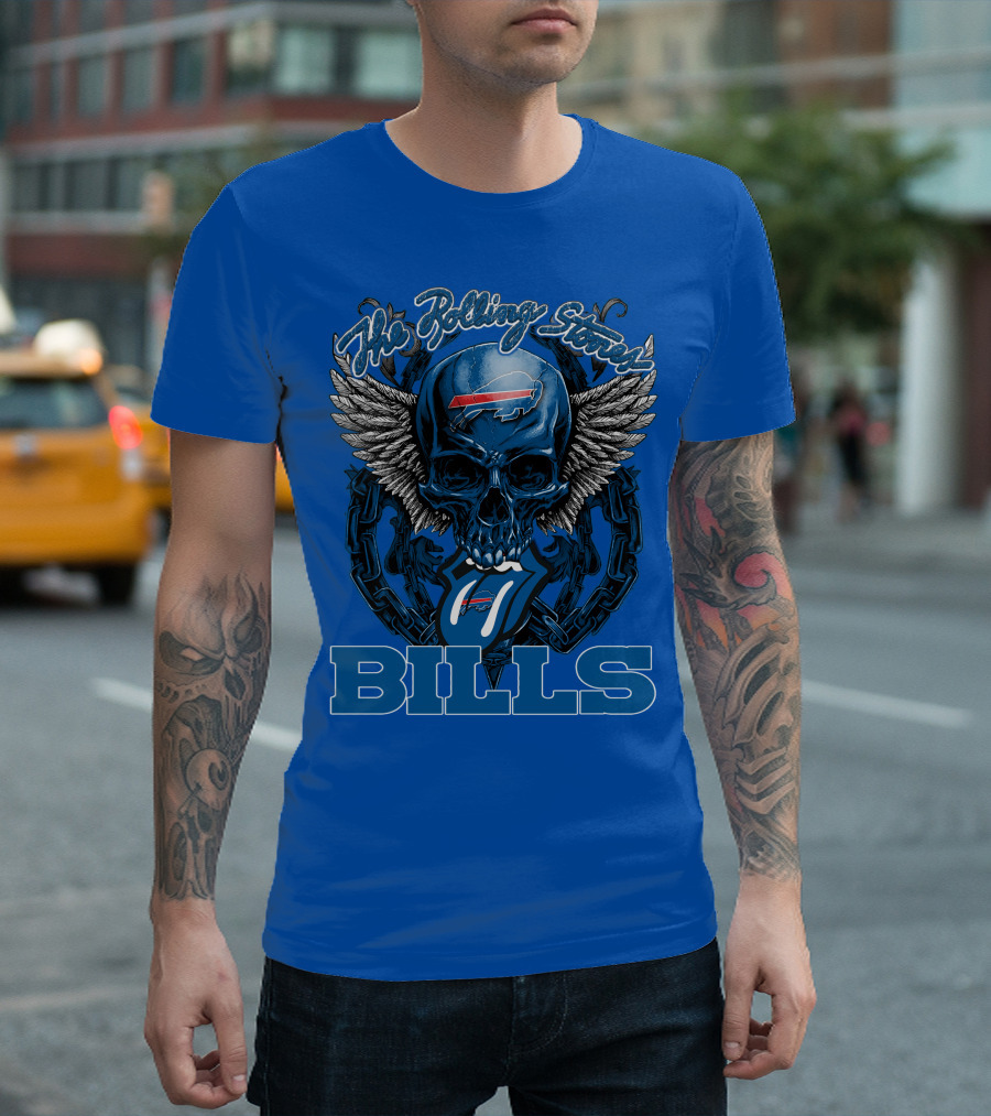 The Rolling Stones Bills Buffalo Wings And Skull Chain T-Shirt