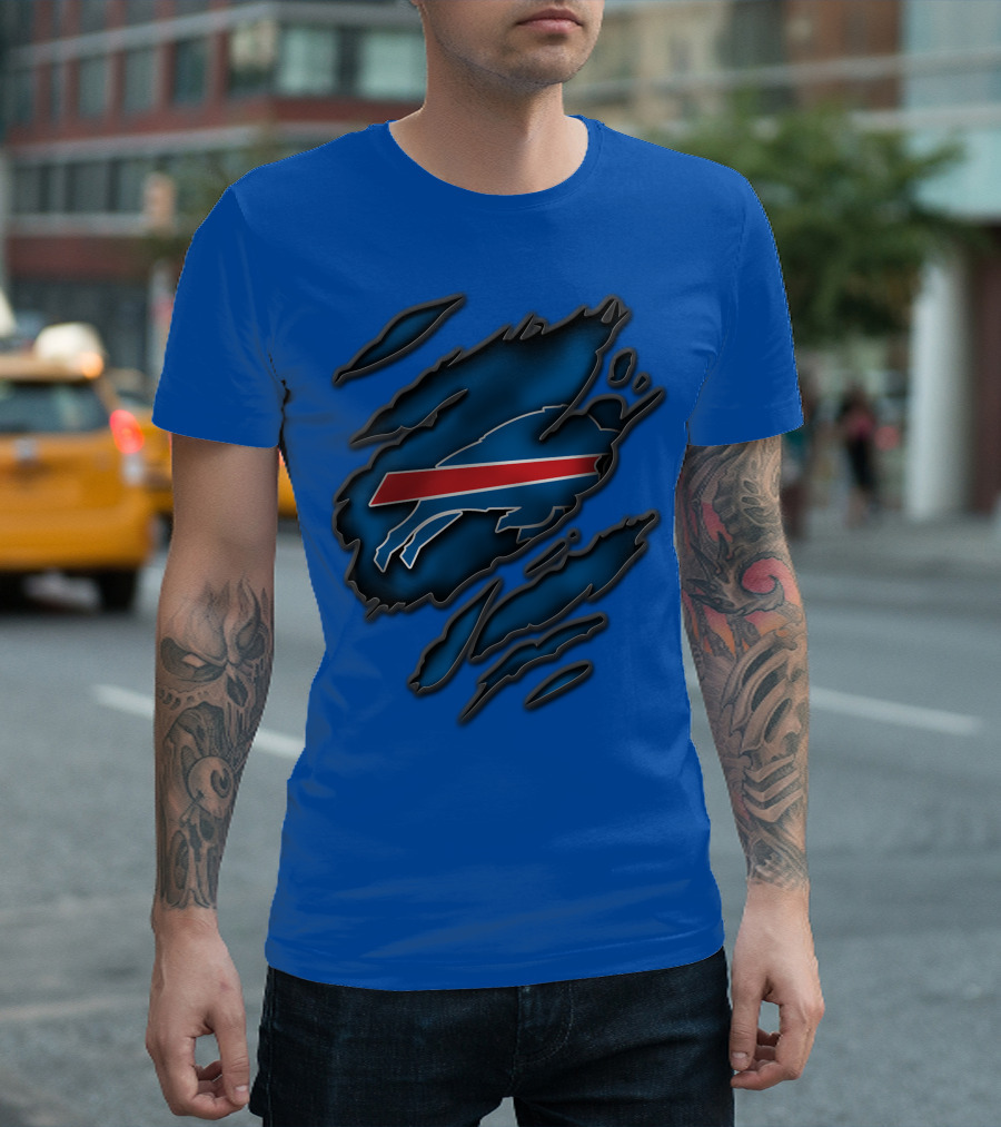 Torn Buffalo Bills Scratched T-Shirt